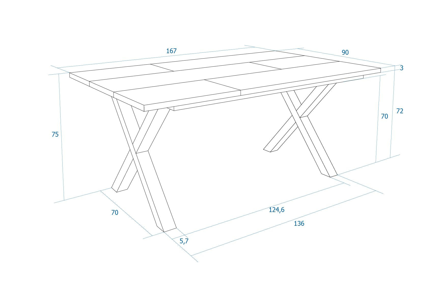 Table à manger, 8 personnes, 170 cm