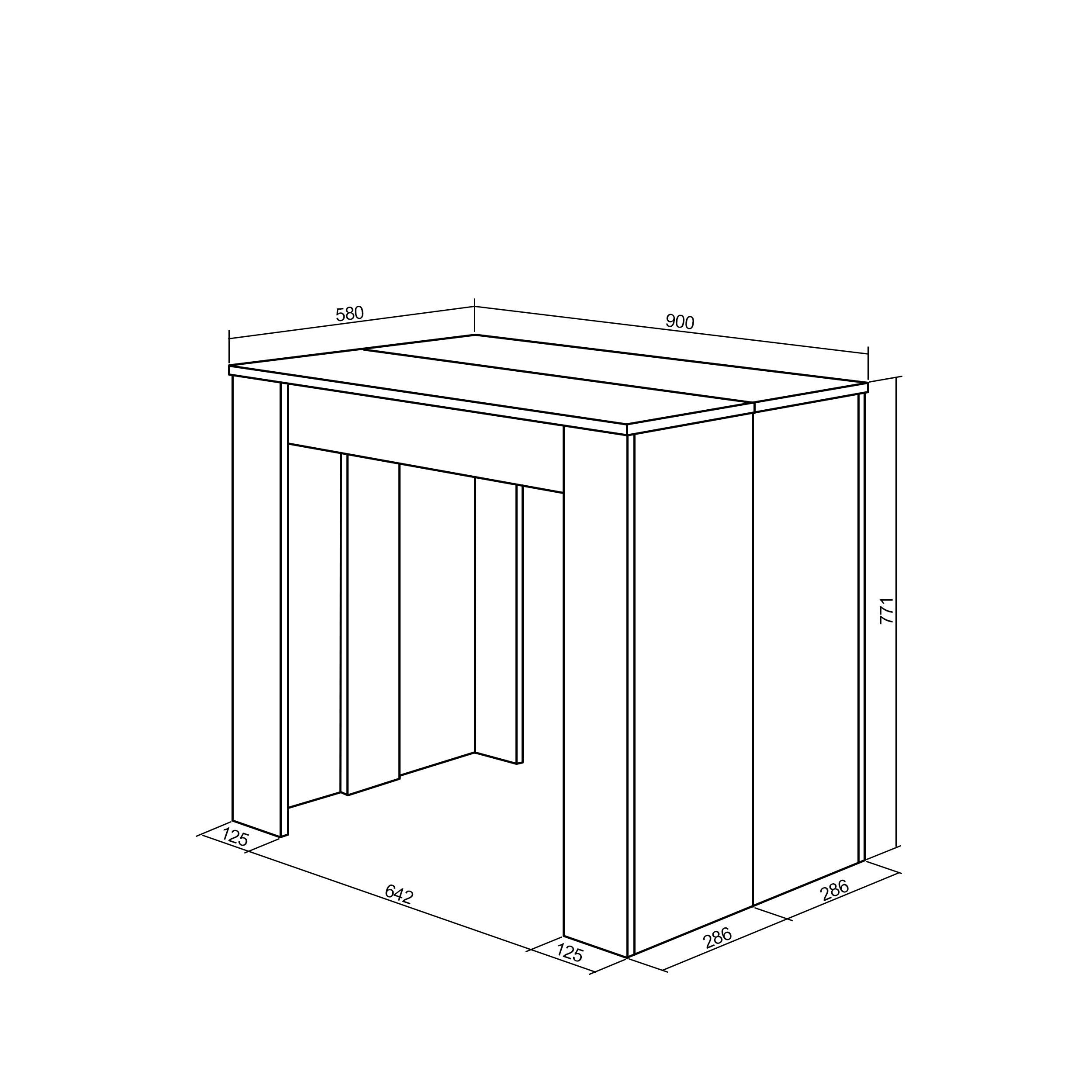 Table console extensible, 260, Pour 12 personnes, Ciment