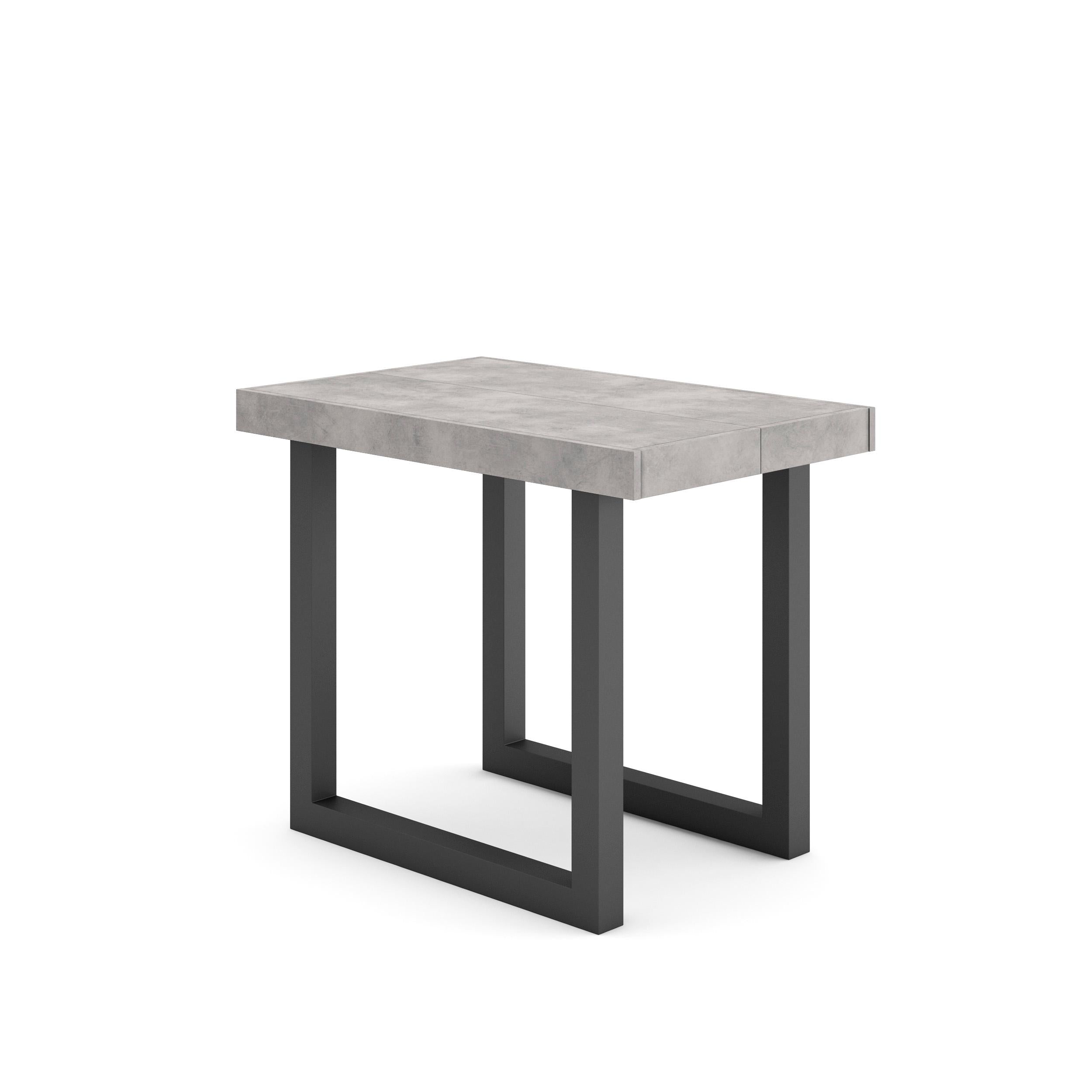 Table console extensible blanche 180 cm - Jusqu’à 8 personnes - Pieds en bois massif noirs en U