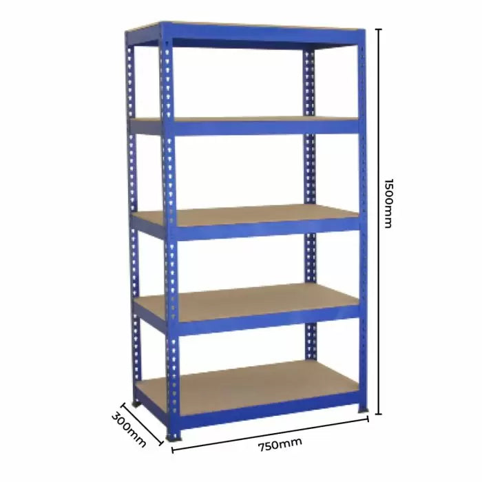 Pack de 2 étagères T-Rax - 150 x 75 x 30 cm - 5 tablettes - 150 kg / tablette - bleu