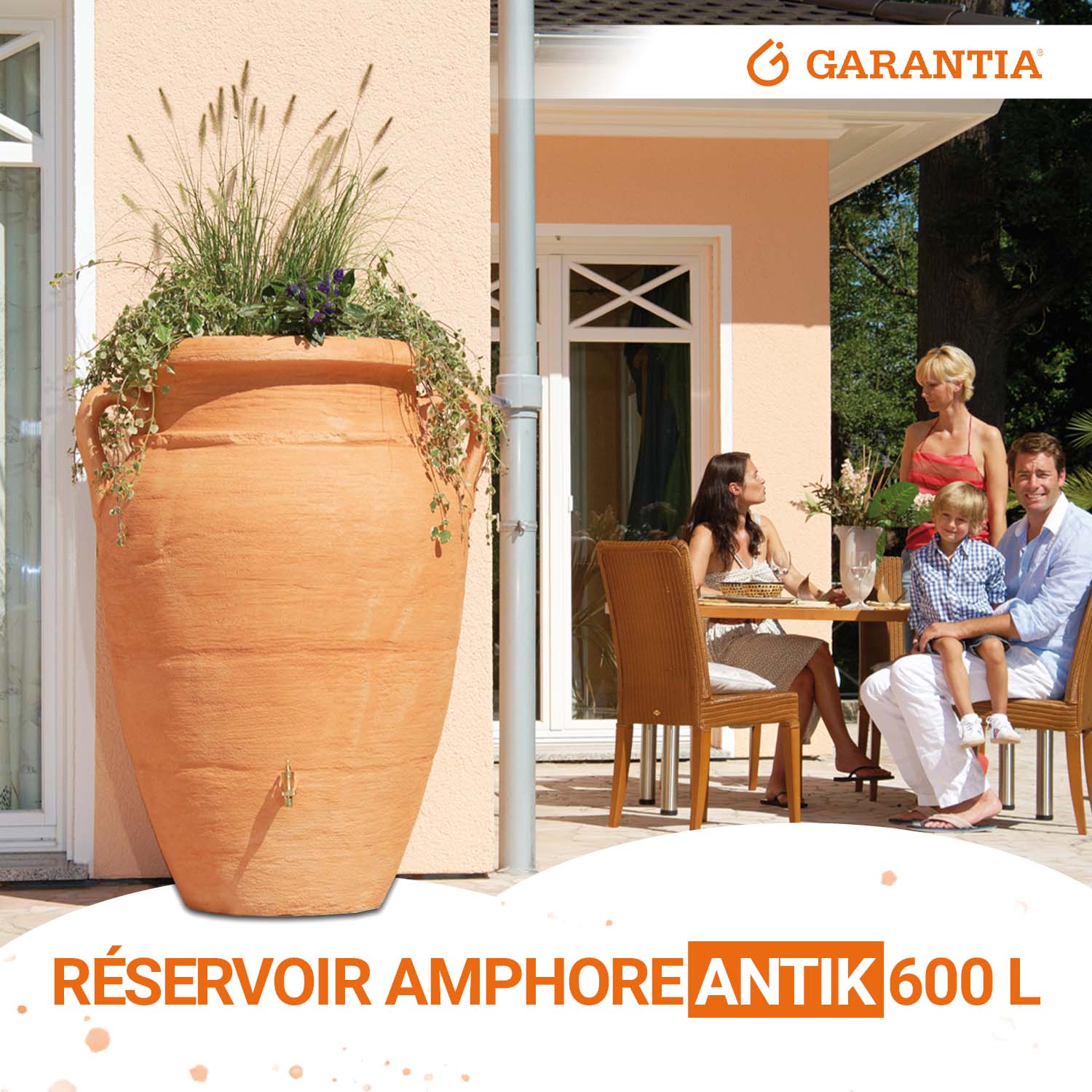 Récupérateur d´eau de pluie - Réservoir Antik amphore 600 L - Terracotta
