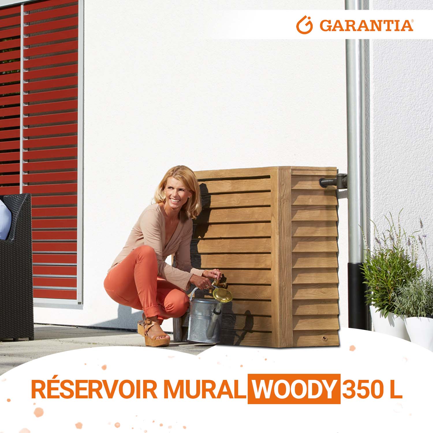 Récupérateur d´eau de pluie - Réservoir mural Woody 350 L - Bois clair