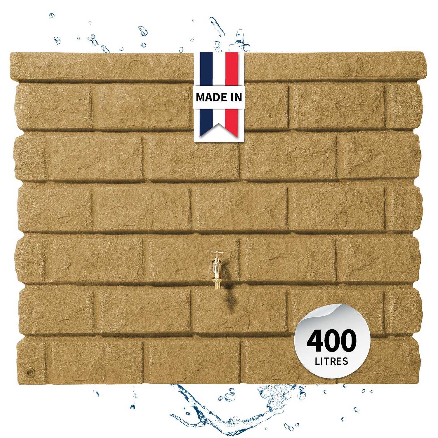 Récupérateur d´eau de pluie - Réservoir mural Rocky 400 L - Sable