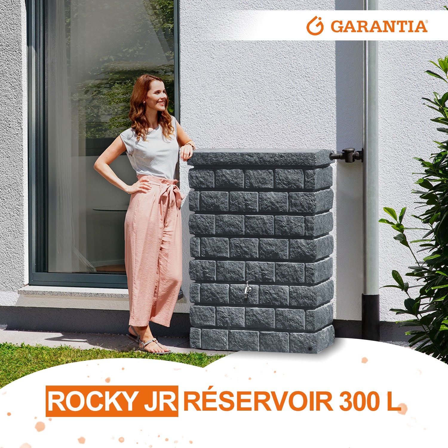 Récupérateur d´eau de pluie - Réservoir mural Rocky Jr 300 L - Gris foncé
