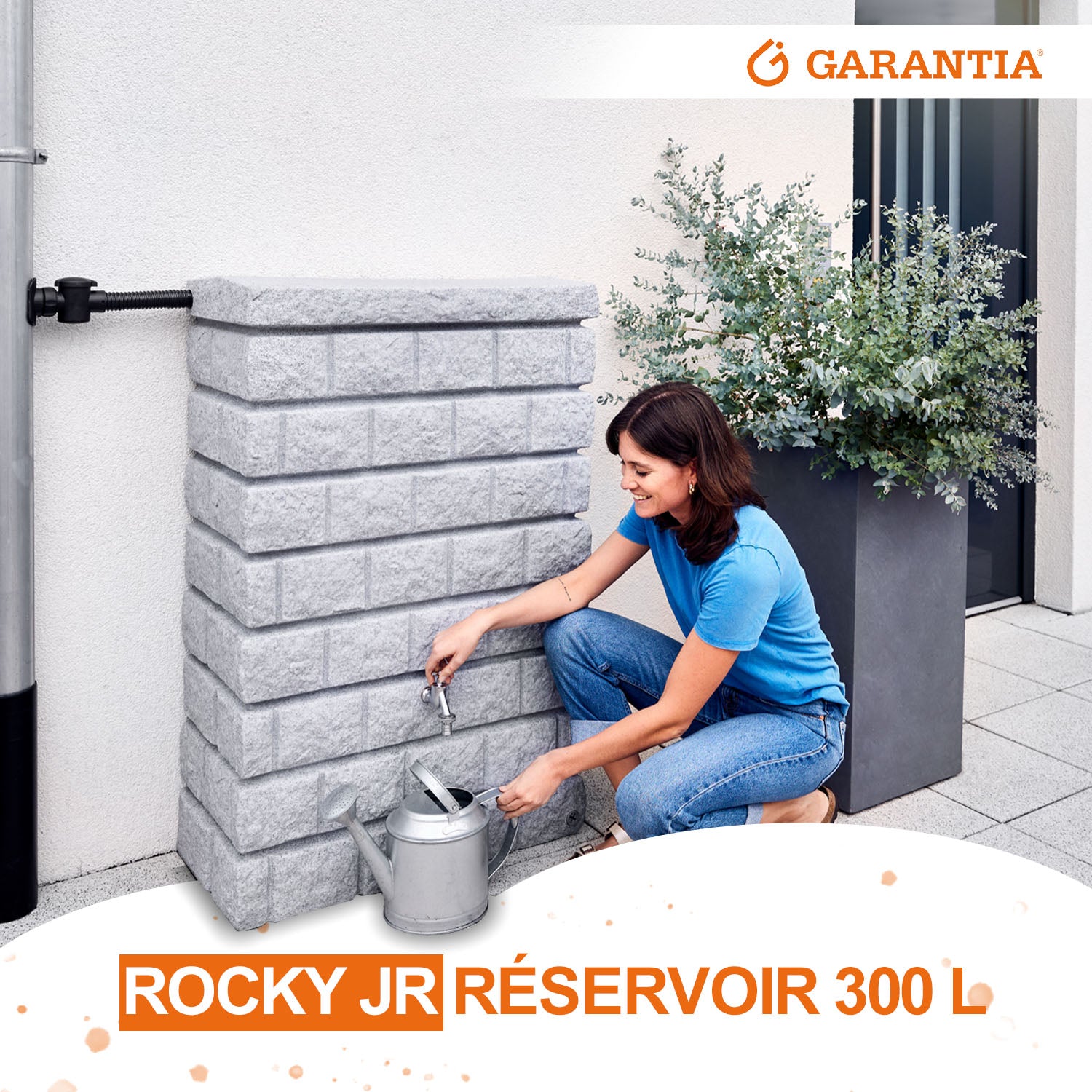 Récupérateur d´eau de pluie - Réservoir mural Rocky Jr 300 L - Gris clair