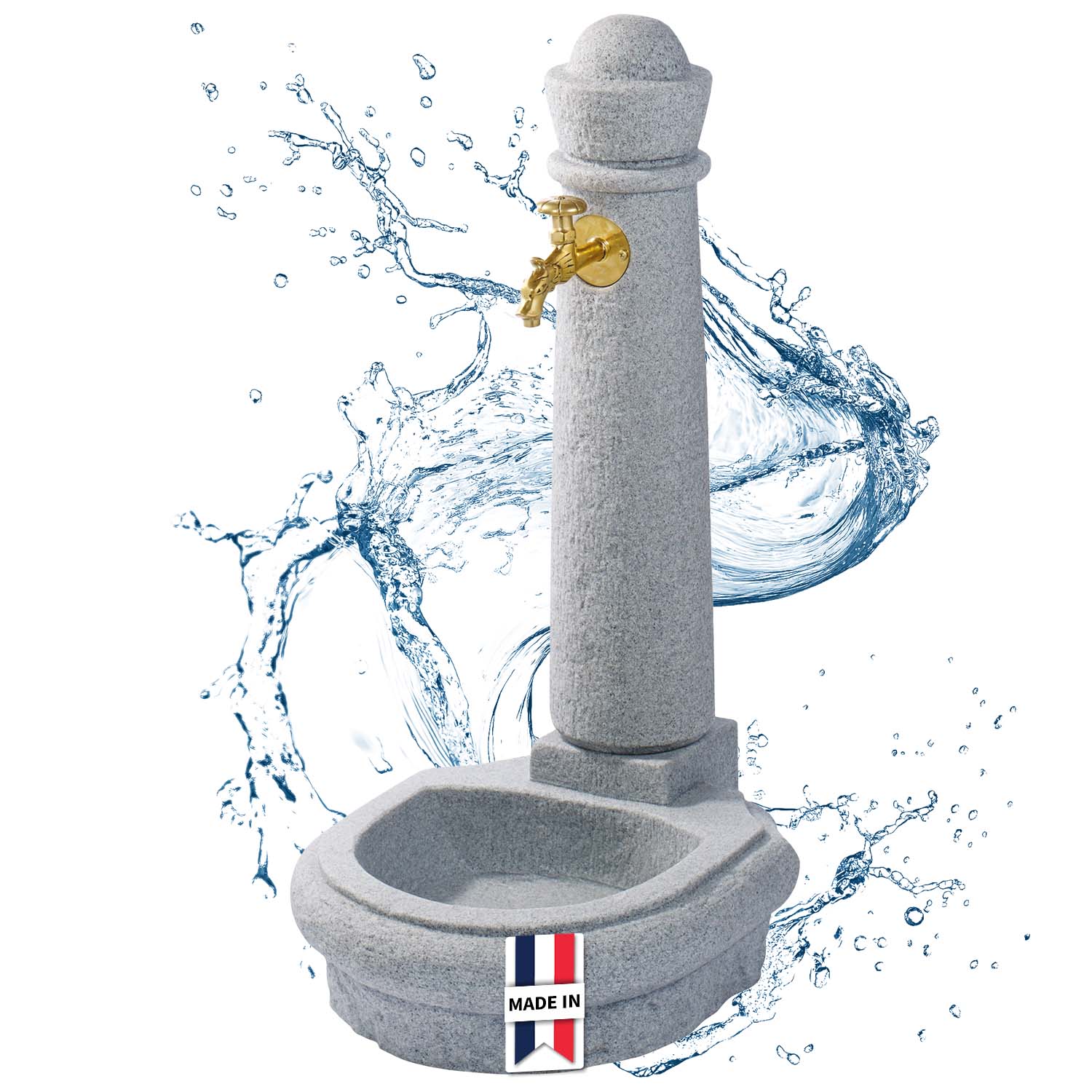 Fontaine de jardin Venezia gris clair - Robinet nostalgie - Grande vasque