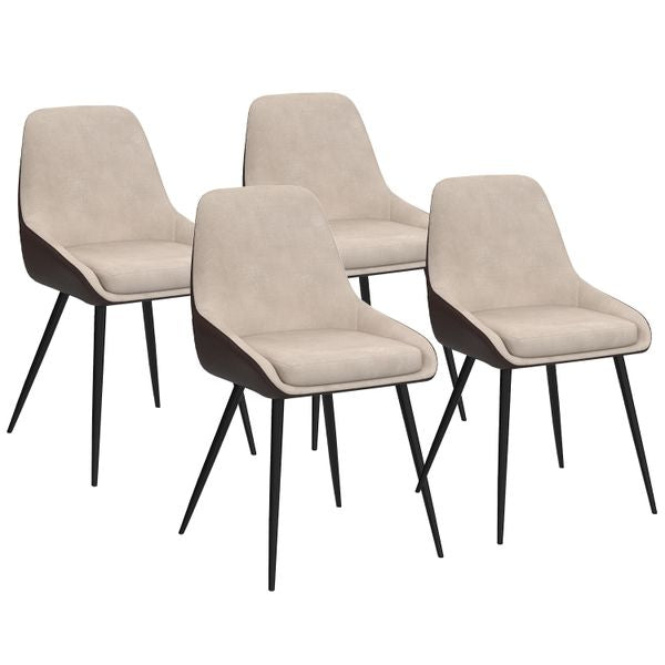 Chaises Ornella bi-matière taupe et marron pieds métal noirs - lot de 4