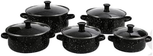 Ensemble 10 pièces marmites et cocottes de cuisine avec couvercle en verre