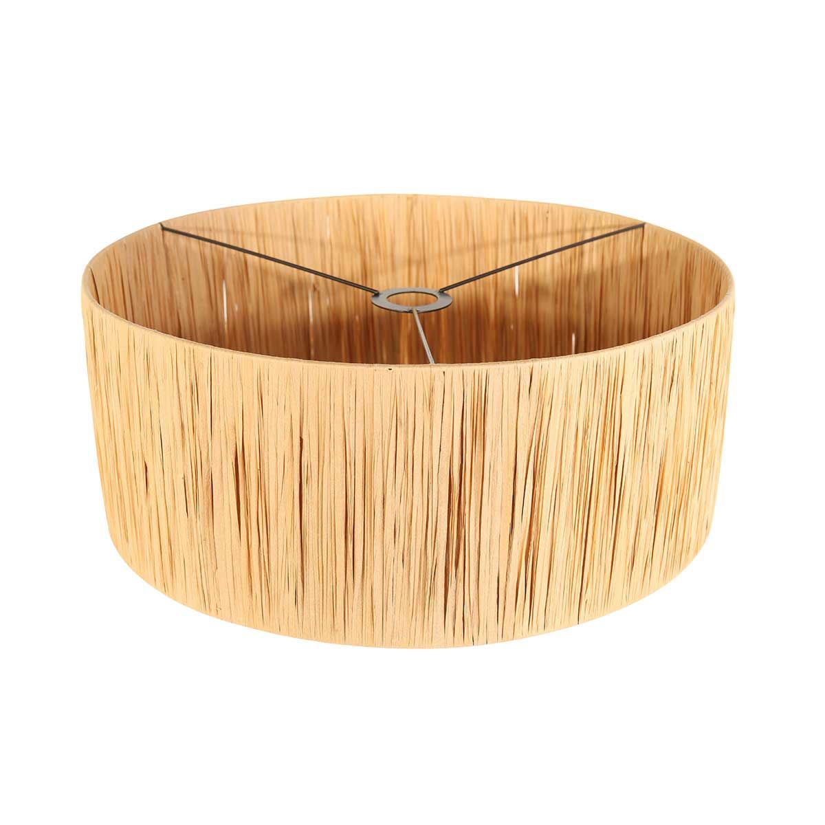 Lampe de table base en bois avec abat-jour en osier beige/jaune