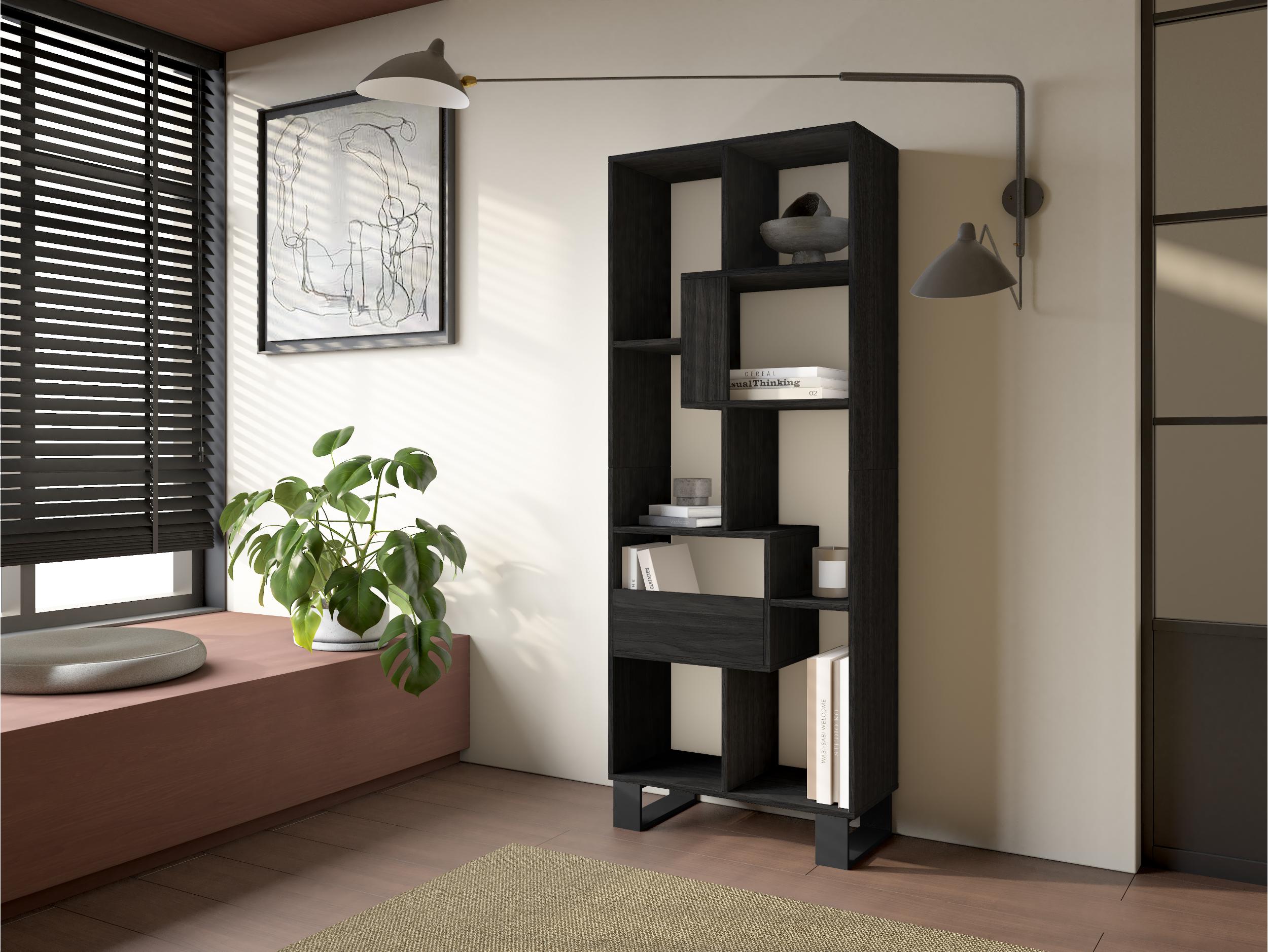 Étagère bibliothèque 174x67x31cm, horizontal ou vertical Design industriel Noir
