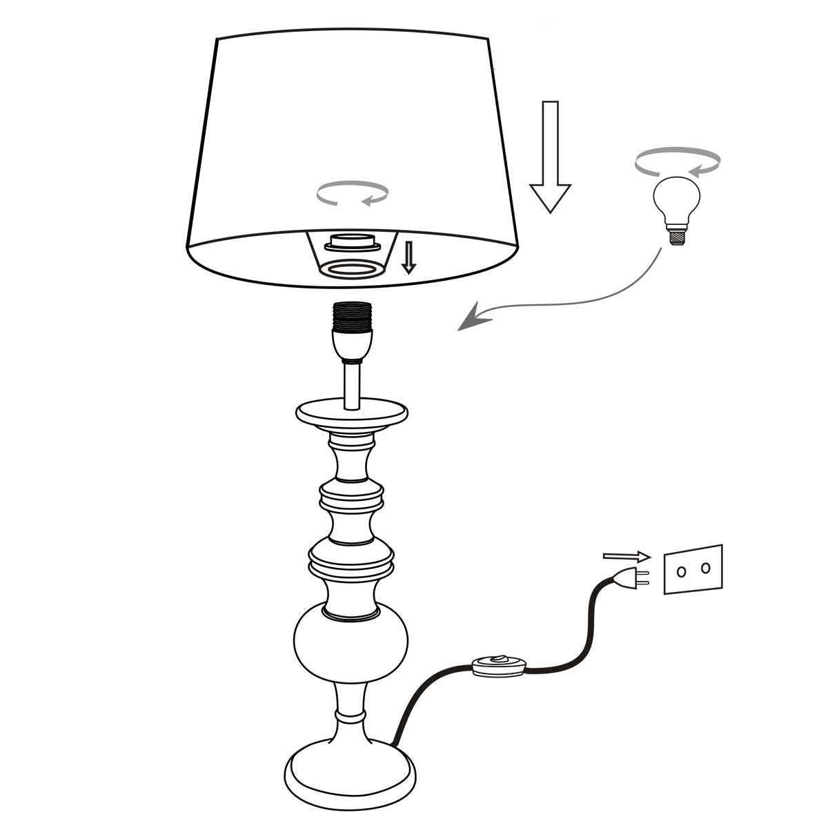 Lampe de table avec abat-jour en lin noir et doré - Lyons