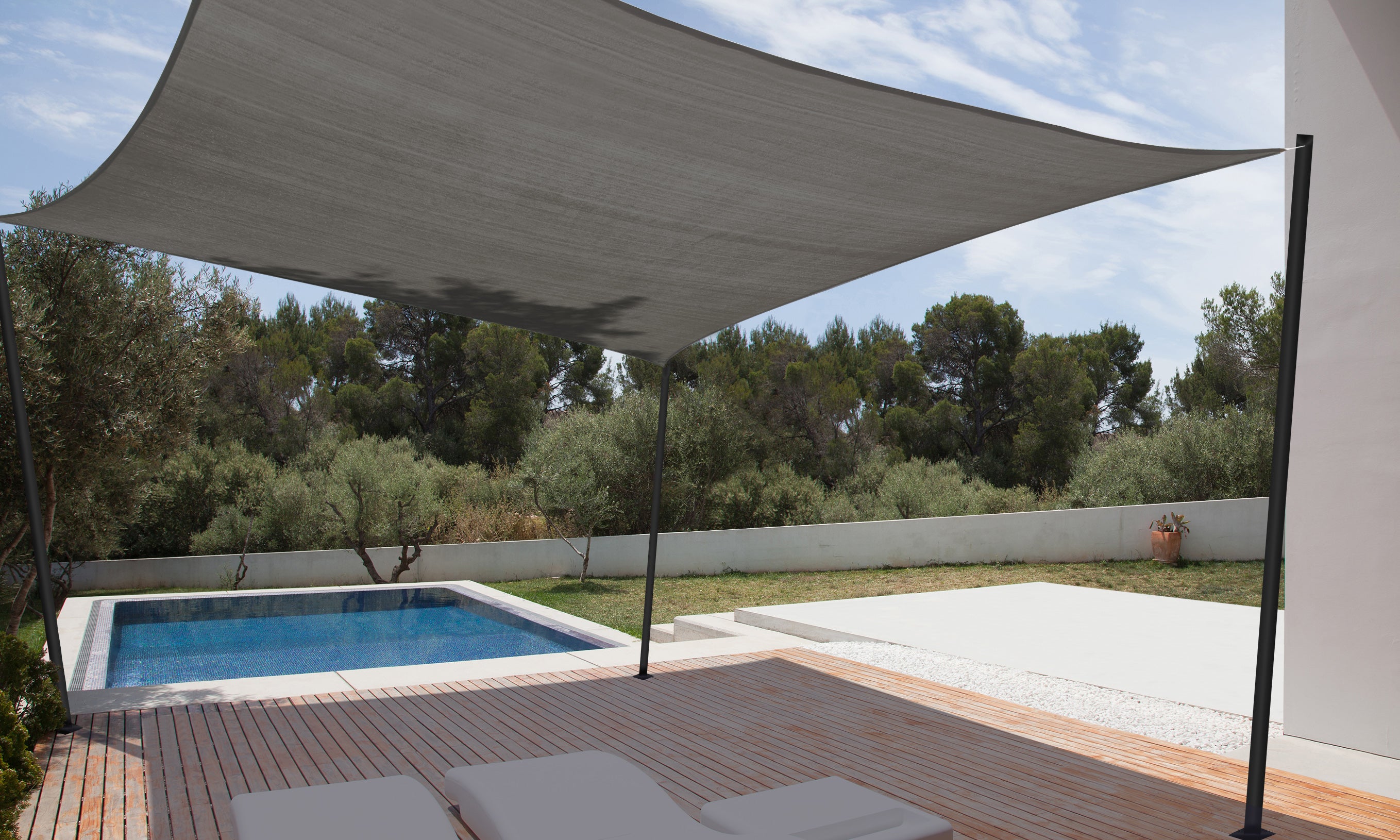 Voile d'ombrage rectangulaire gris 4x3m