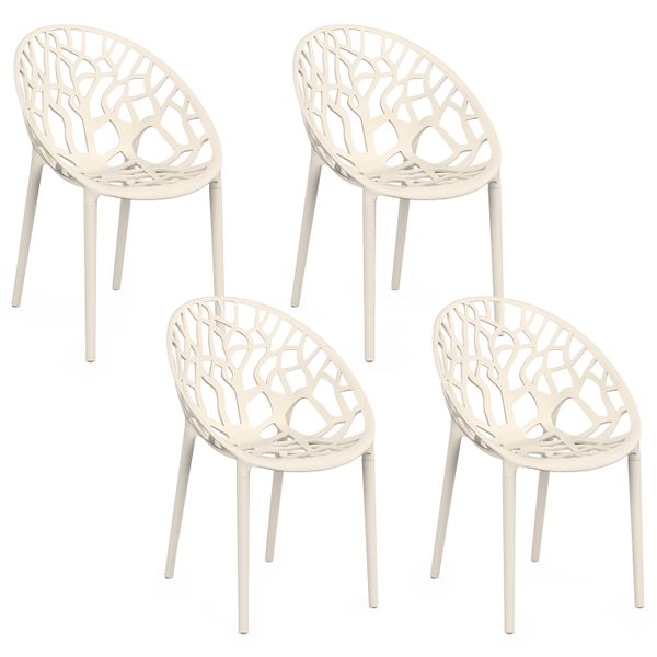 Chaises de jardin empilables Mira beiges - lot de 4