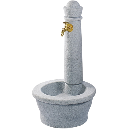 Fontaine de jardin Roma gris granit clair - Robinet nostalgie - Grande vasque