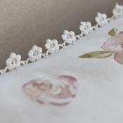 Housse de couette - 240x260cm - motif floral - blanc à fleur rose