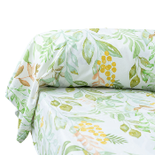 Taie oreiller - 65x65cm - tissu percale - fleurs vertes