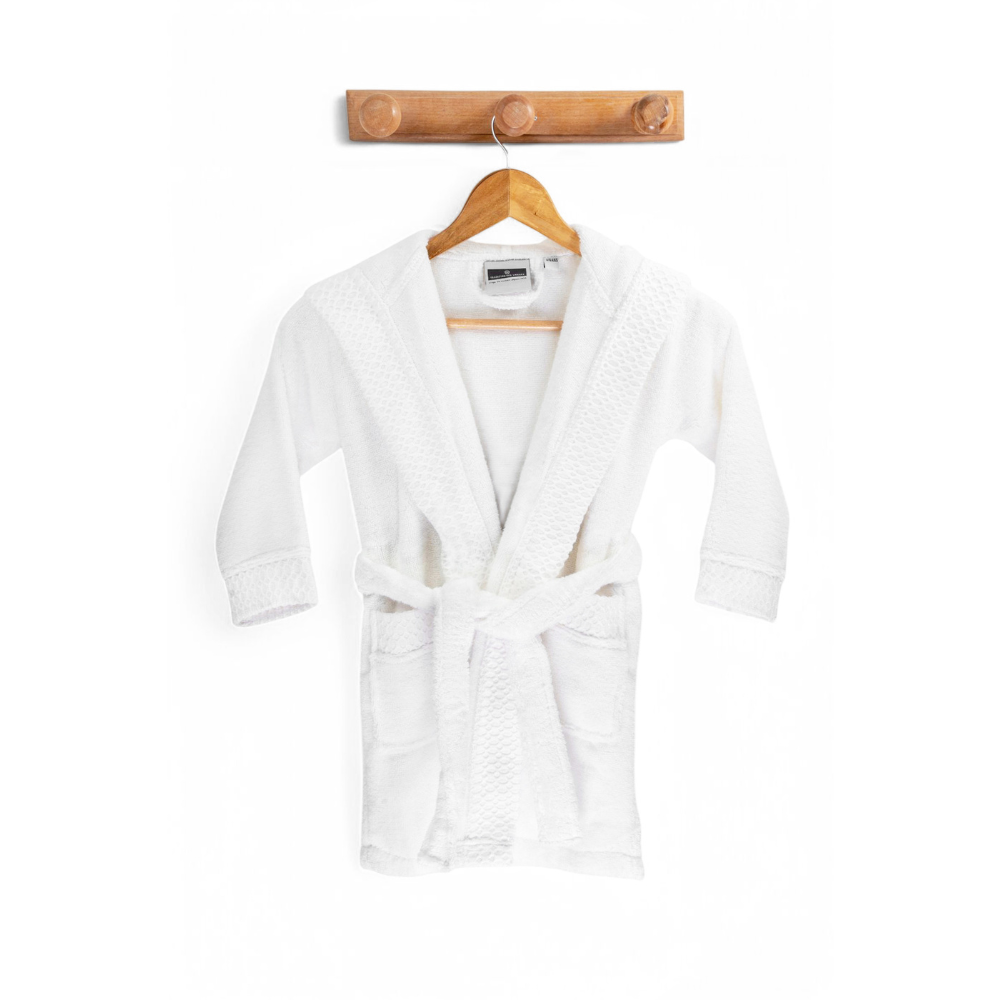 Peignoir de bain enfant uni - 8/10 ans - blanc