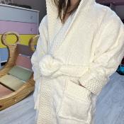 Peignoir de bain enfant uni - 12/14 ans - ivoire