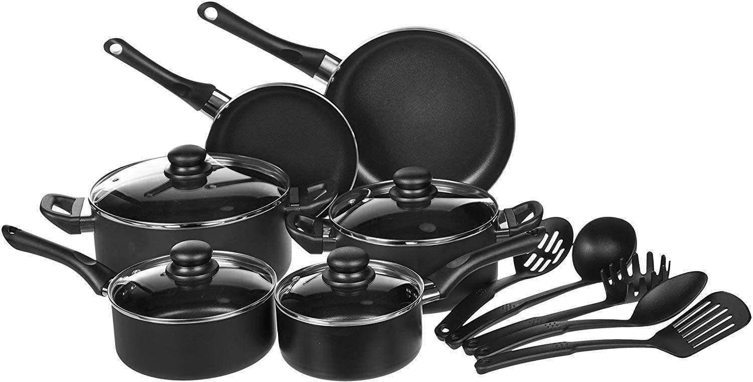 Batterie de cuisine 13 pièces avec cuillière Noire Herzberg