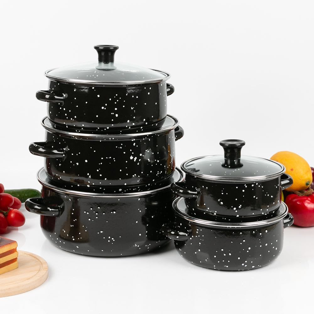 Ensemble 10 pièces marmites et cocottes de cuisine avec couvercle en verre