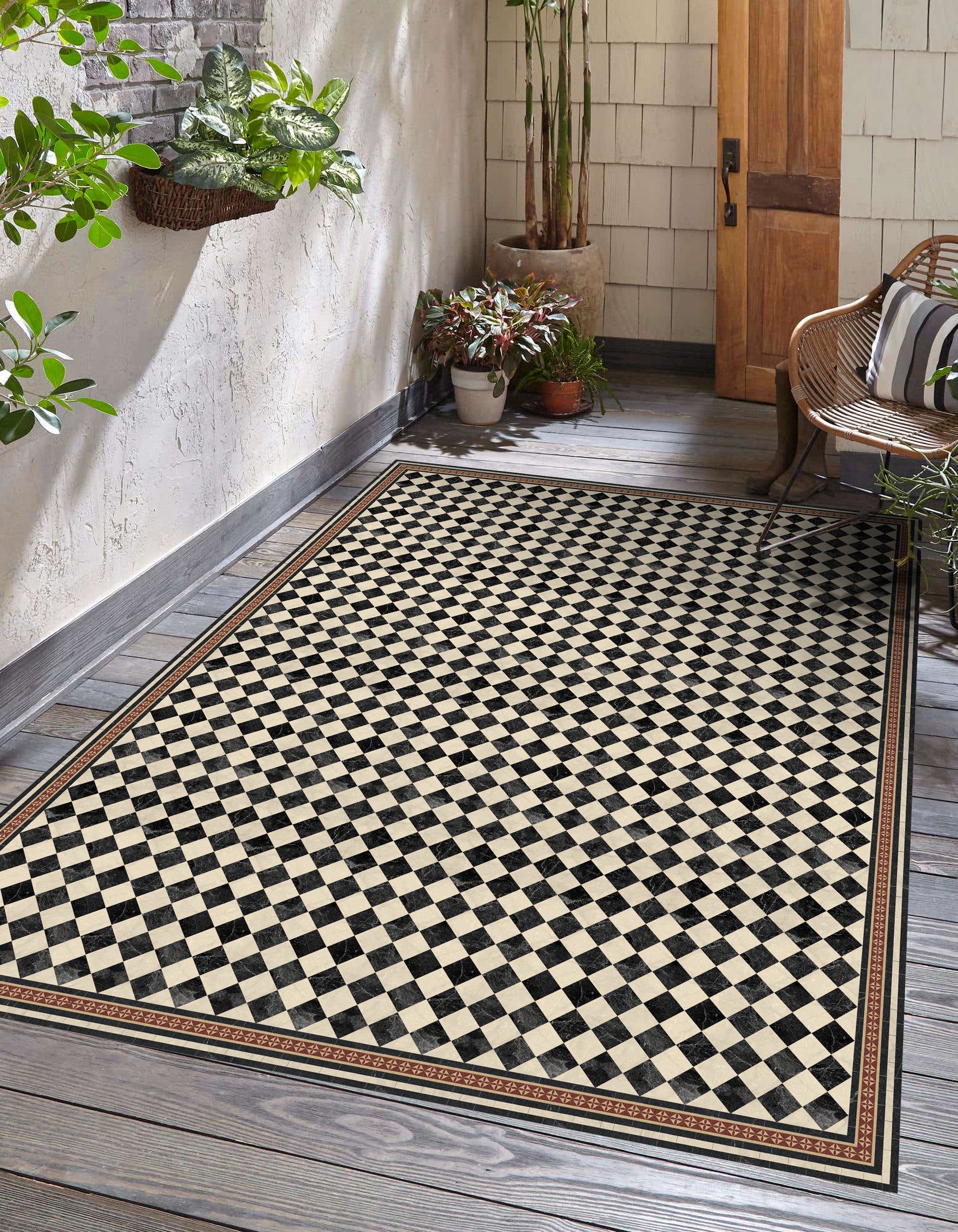 Tapis en vinyle pour intérieur / extérieur - Motif damier