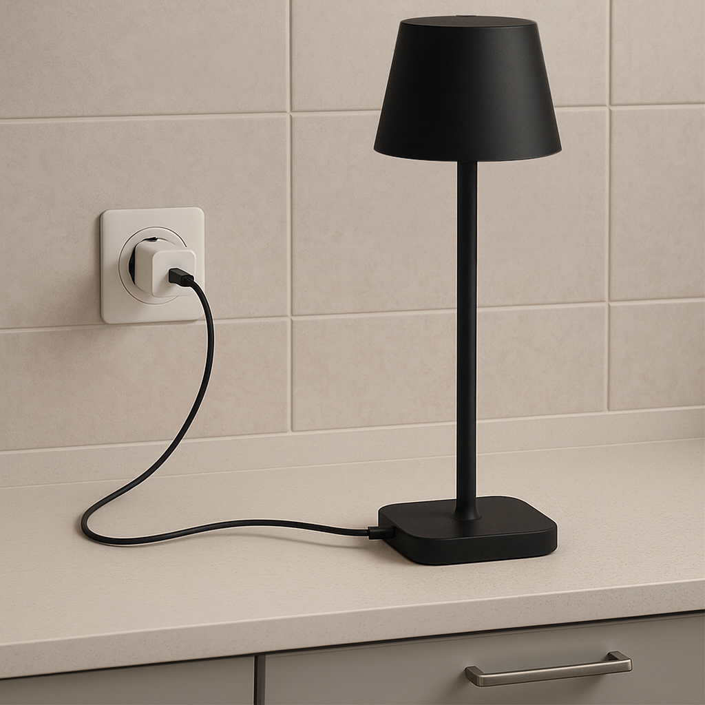 Lampe de table - Rechargeable - Intensité variable avec mode mémoire - 3 niveaux d'éclairage - 38 cm - Beige clair