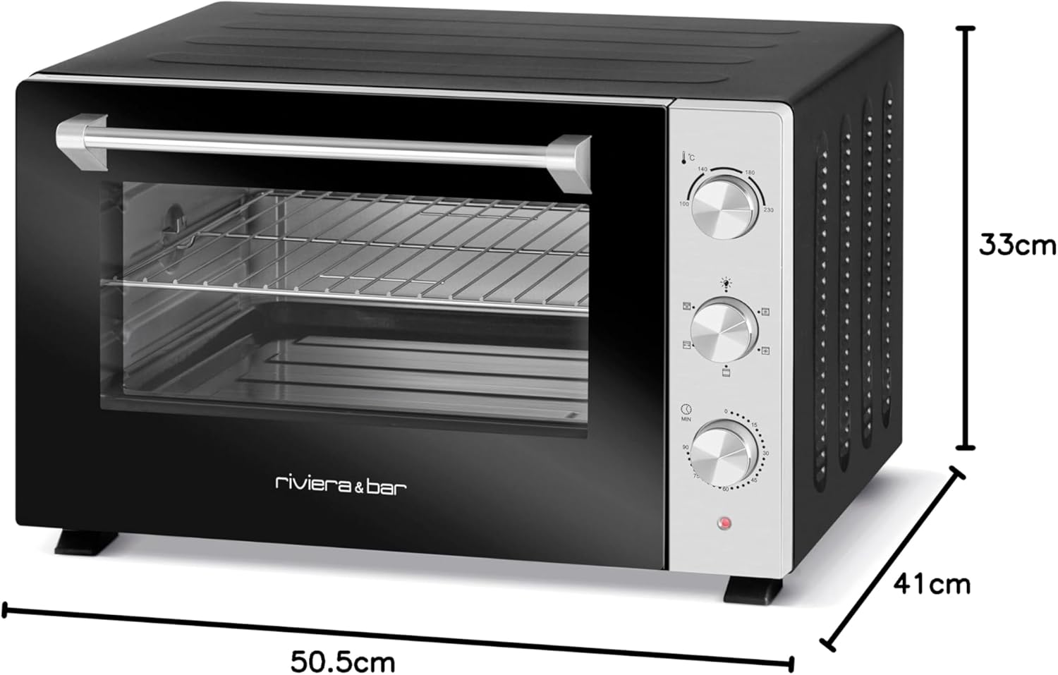 Four Posable Parois Tempérées - 1500W, 30L Inox - 5 Modes de Cuisson