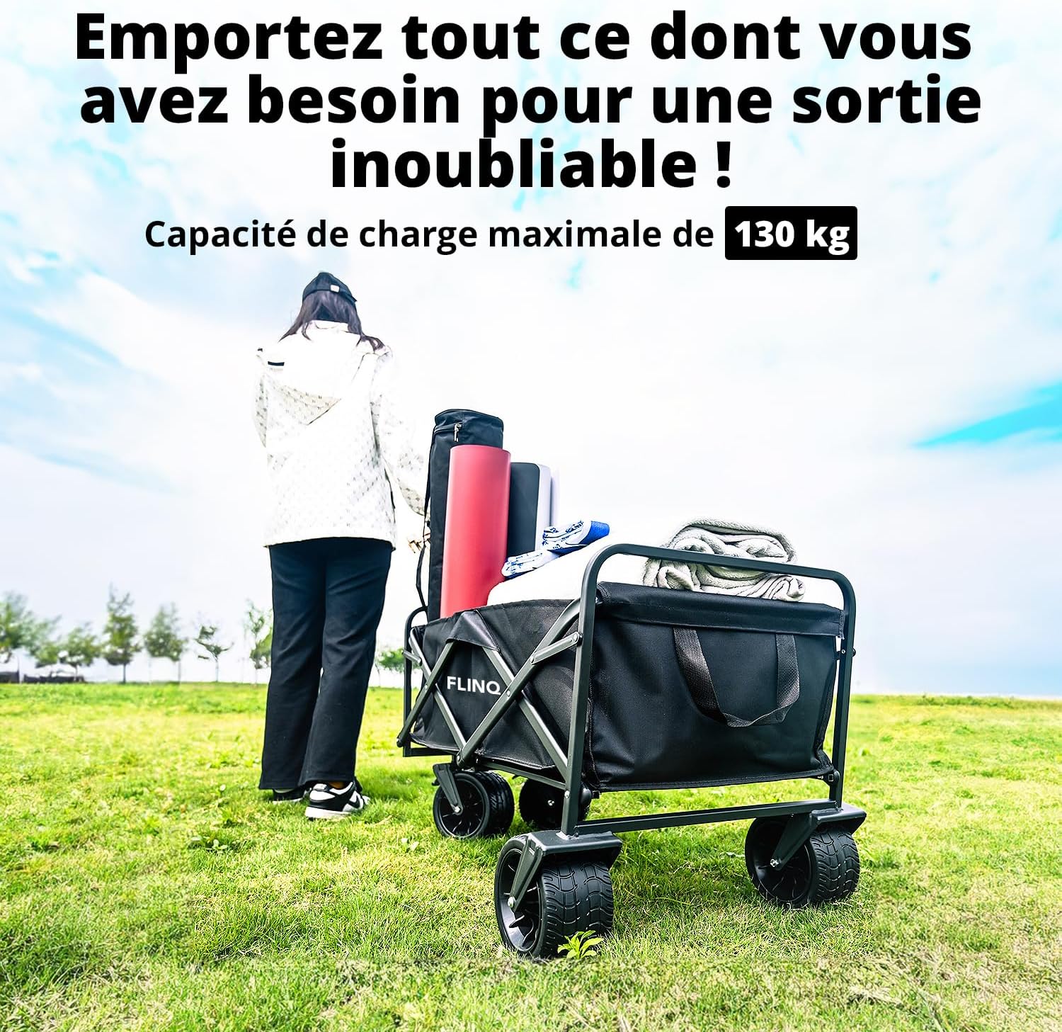 Chariot pliable tout terrain avec auvent 130 kg - 100 litres (Copie)