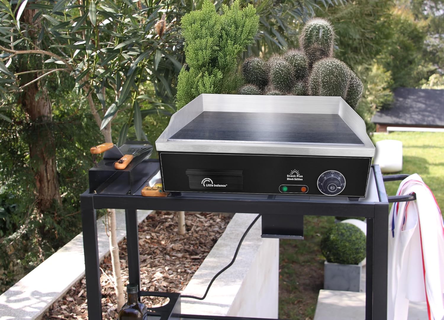 Plancha électrique 6-8 personnes, Plaque de cuisson acier anti-adhésive 8mm, 2900 W, Noir