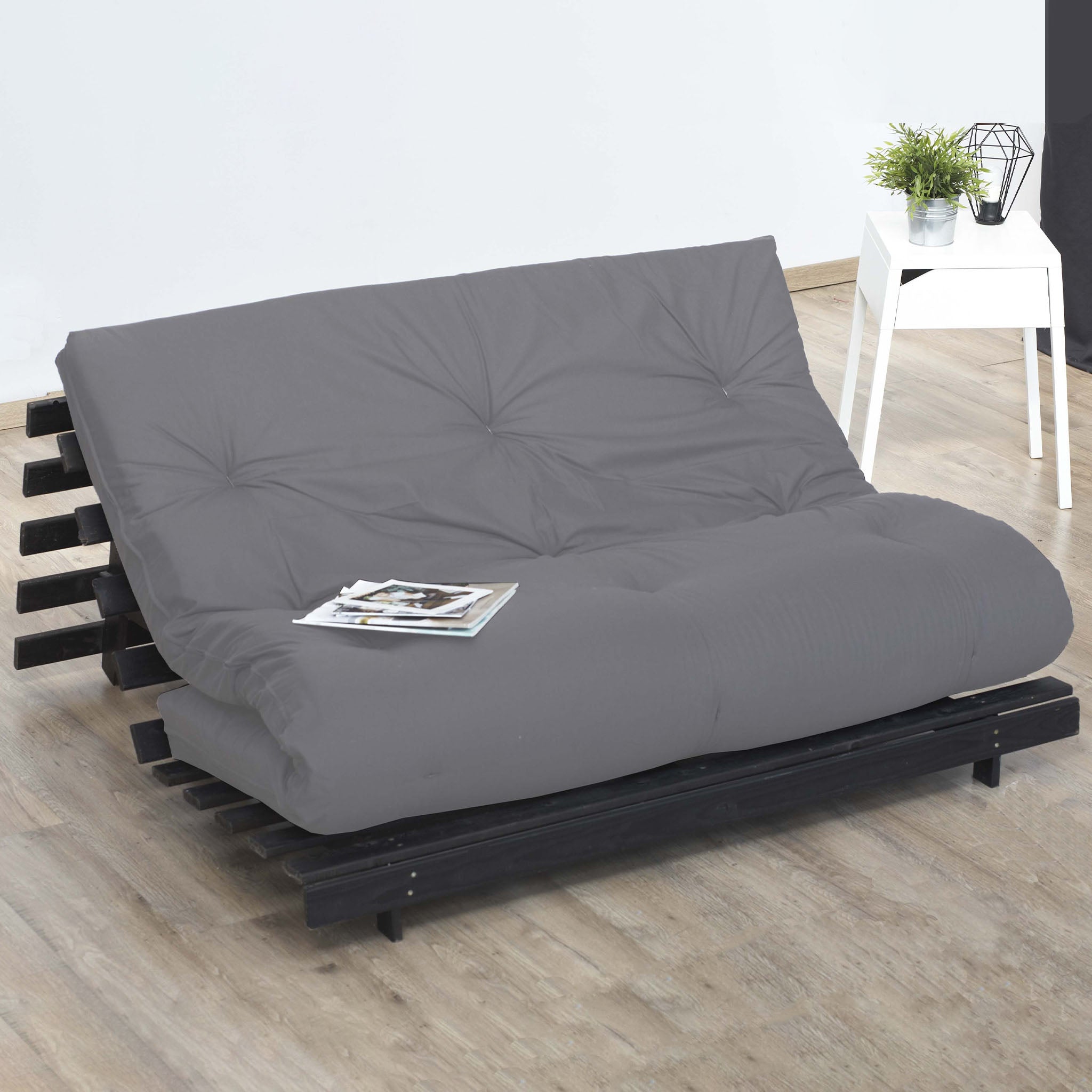 Matelas futon latex et fibres - Gris Clair - 90 x 190 cm