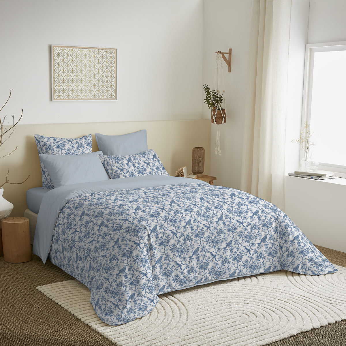 Pack 6 pièces Housse de couette Imprimé 240 x 260 cm - Drap housse 180 x 200 cm - 100% Coton 57 Fils