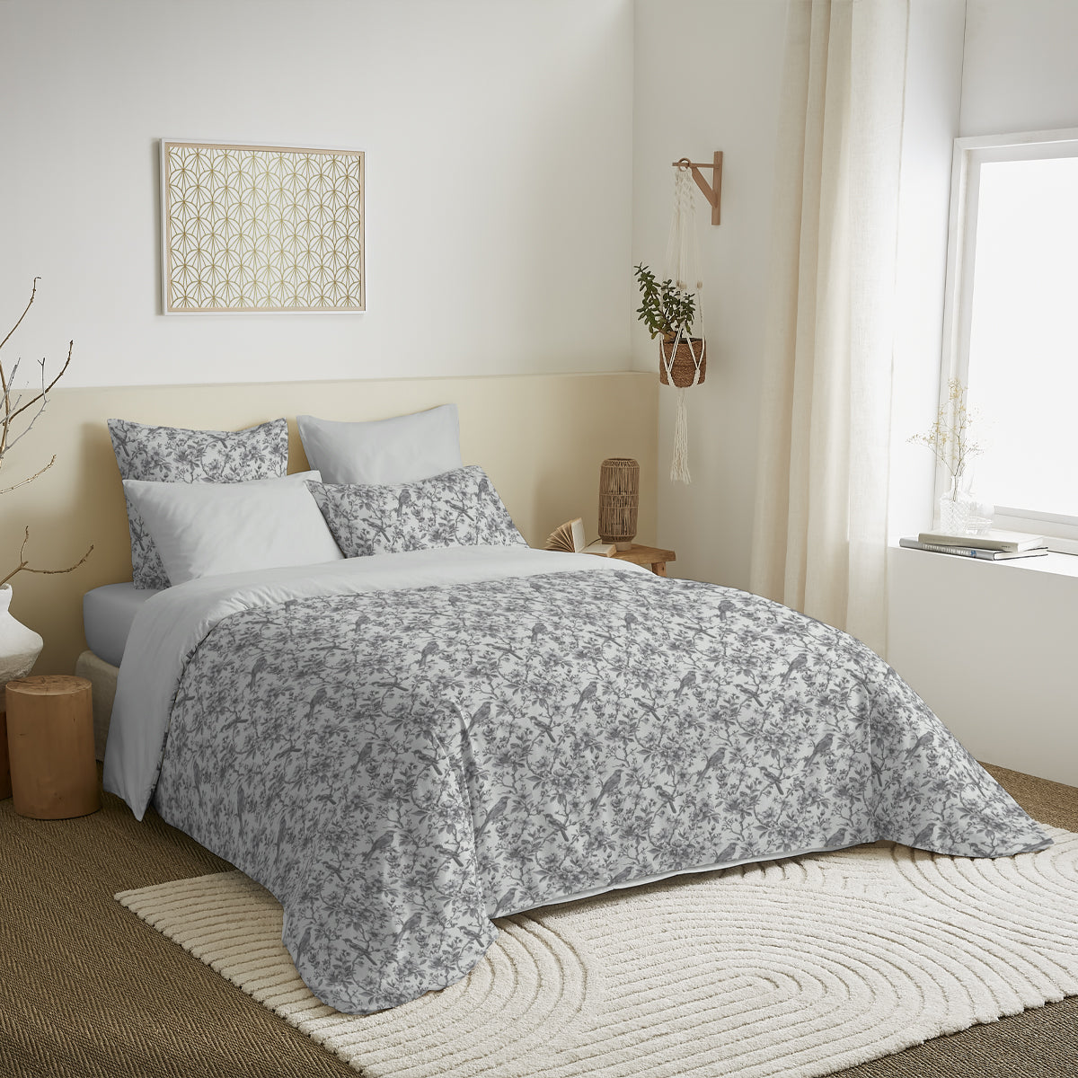 Pack 6 pièces Housse de couette Imprimé 220 x 240 cm - Drap housse 140 x 190 cm - 100% Coton 57 Fils