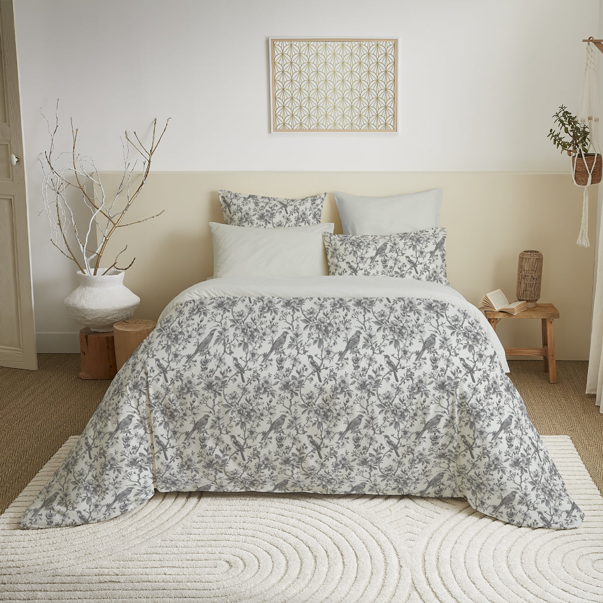 Pack 6 pièces Housse de couette Imprimé 220 x 240 cm - Drap housse 160 x 200 cm - 100% Coton 57 Fils