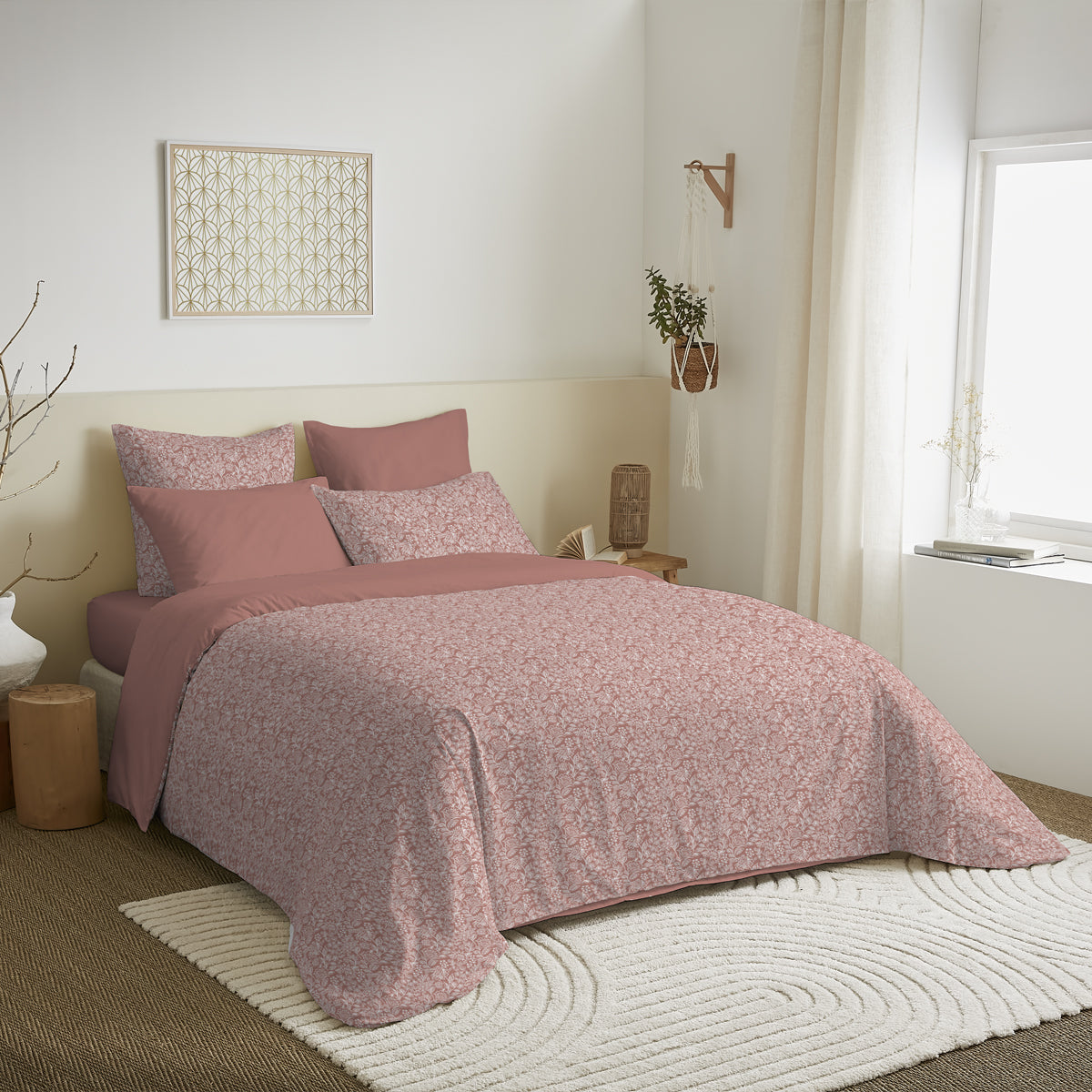 Pack 6 pièces Housse de couette Imprimé 220 x 240 cm - Drap housse 160 x 200 cm - 100% Coton 57 Fils