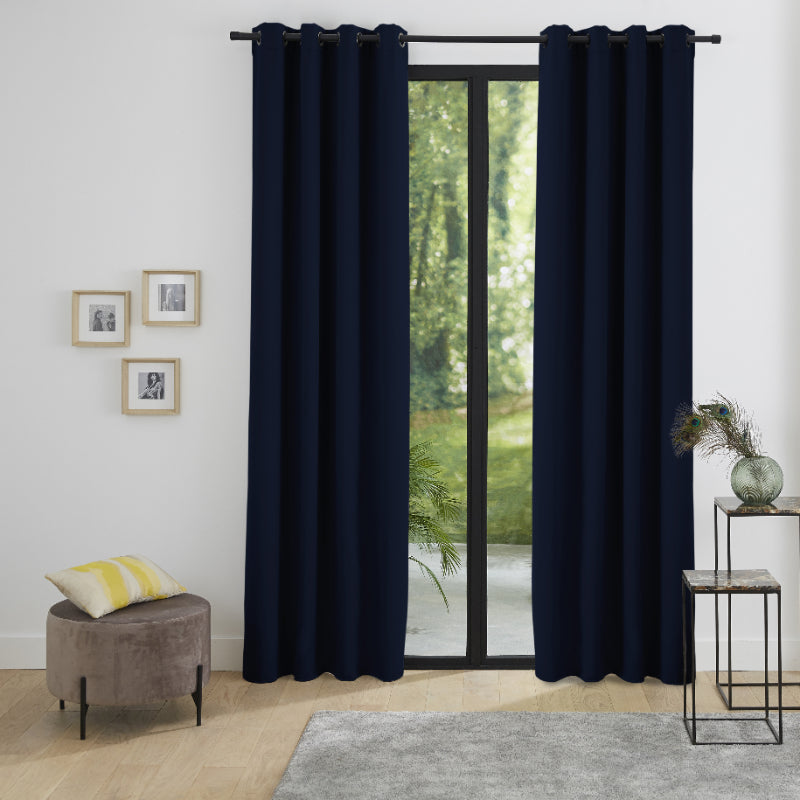 Rideau Occultant Thermique 140 x 260 cm Bleu nuit