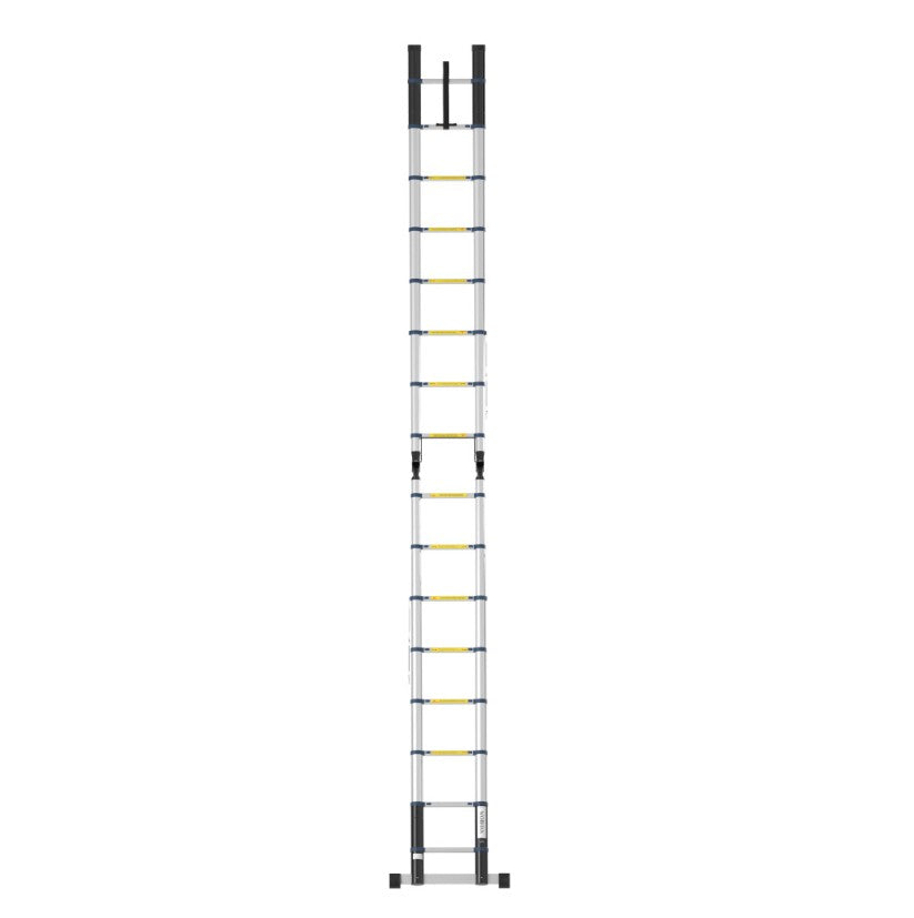 Escabeau télescopique en aluminium - 2 x 8 échelons - 5 m + 1 stabilisateur