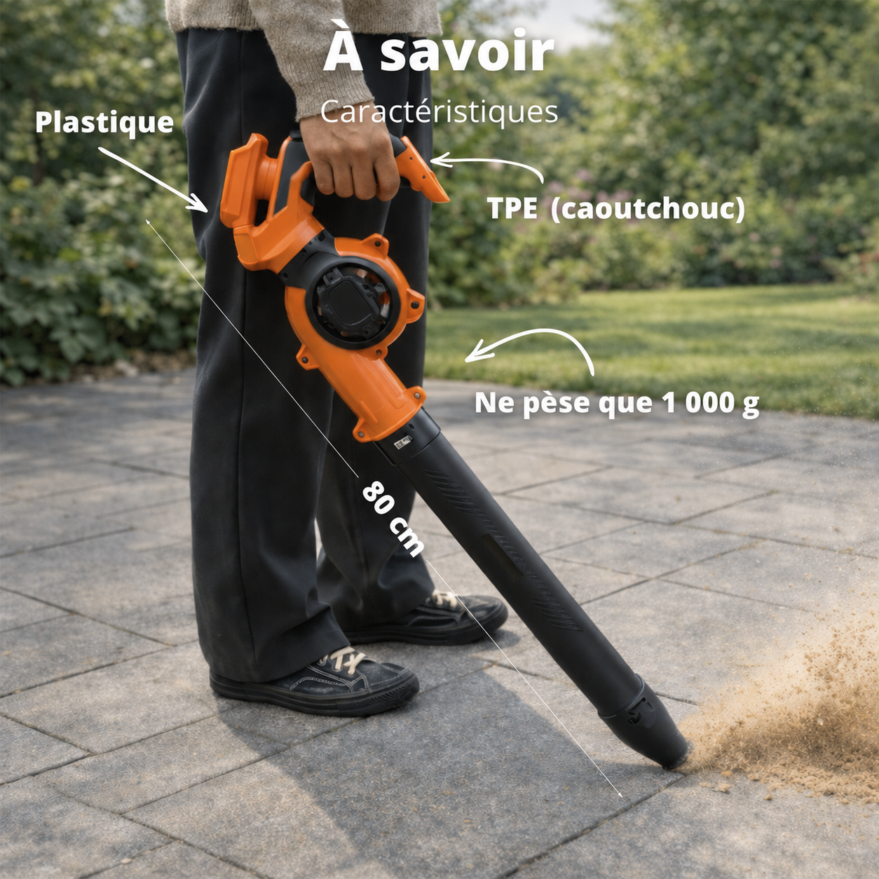 Souffleur de feuilles sans fil + batterie 20 V et chargeur