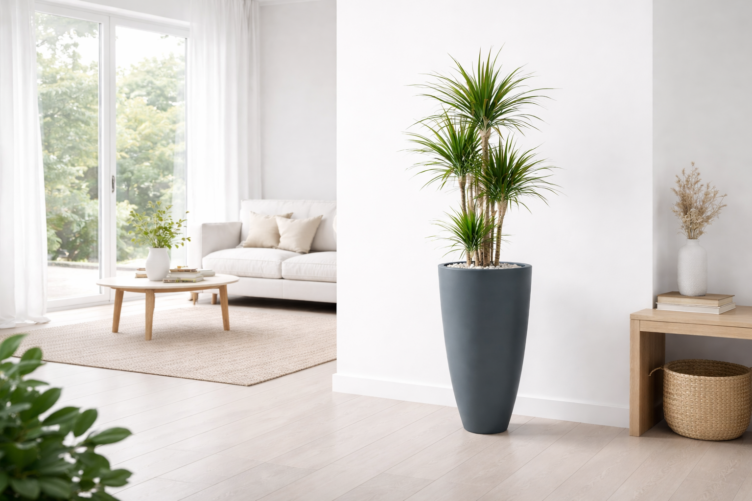 Jardinière en ogive Bora - diam. 500 x 900 mm - Gris anthracite