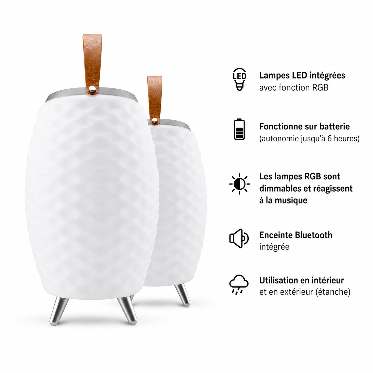 Lampe-enceinte LED sans fil avec refroidisseur à vin intégré Bali M - Bluetooth - RGB - Blanc