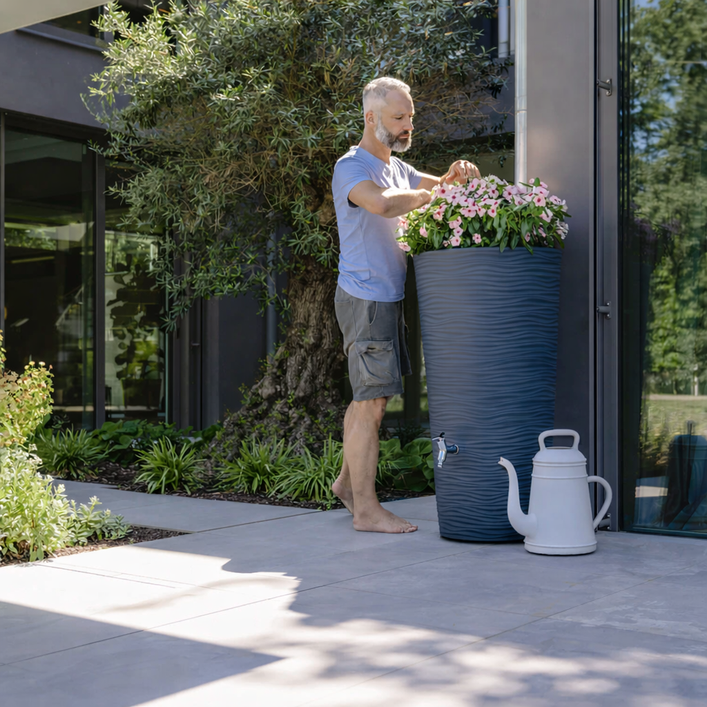 Récupérateur d´eau de pluie 210 L - Graphite avec bac à plantes