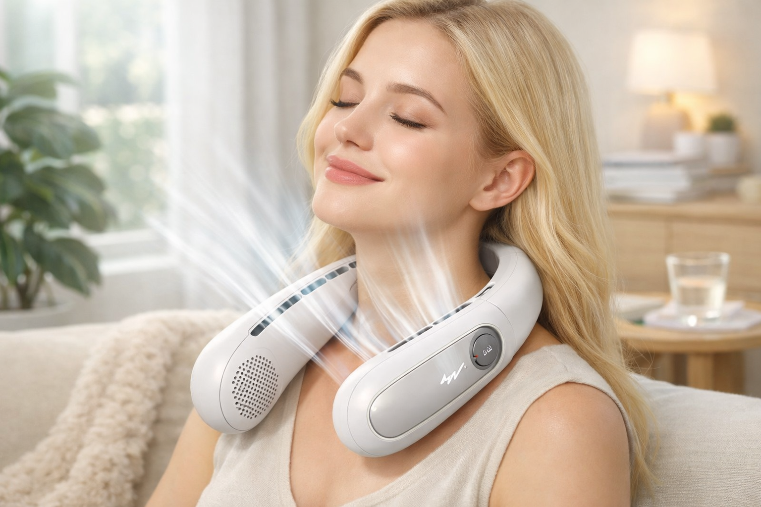 Ventilateur portable de cou blanc medium