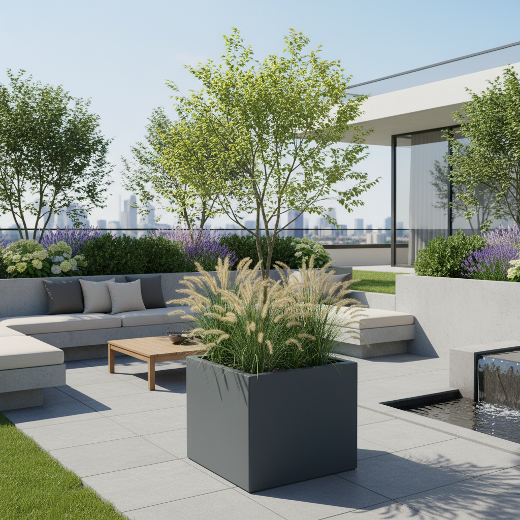 Jardinière carrée Eos - 1000 x 1000 x 800 mm - Gris anthracite