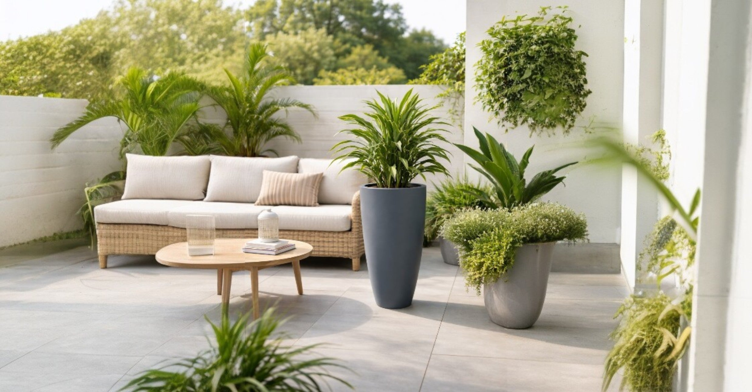 Jardinière en ogive Bora - diam. 600 x 1100 mm - Gris anthracite