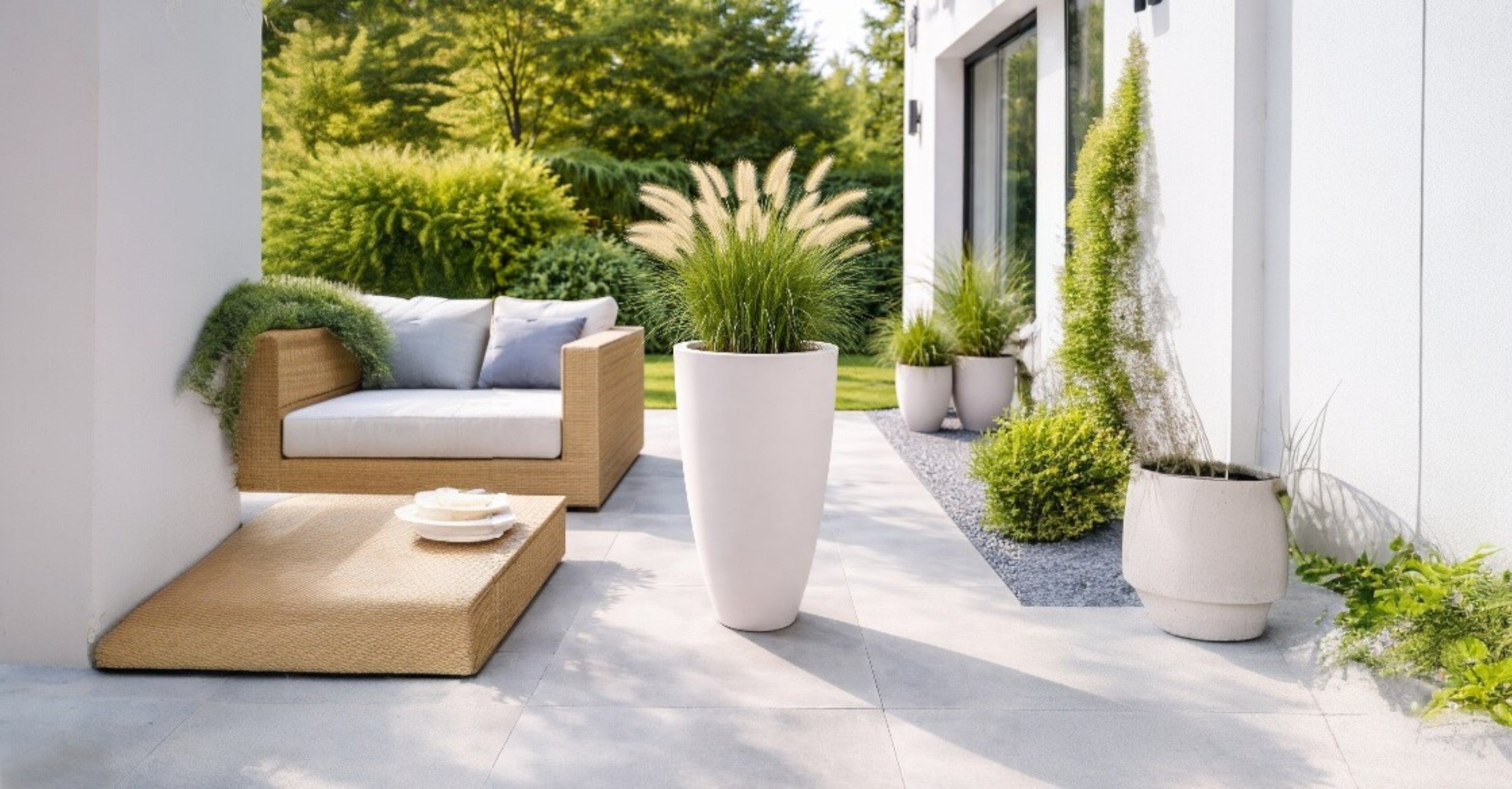Jardinière en ogive Bora - diam. 500 x 700 mm - Blanc pur
