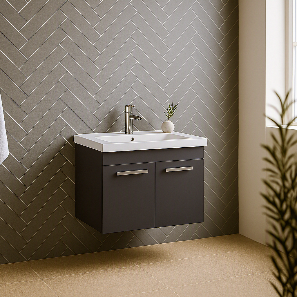 Meuble simple vasque Rubite 2 portes 90 cm
