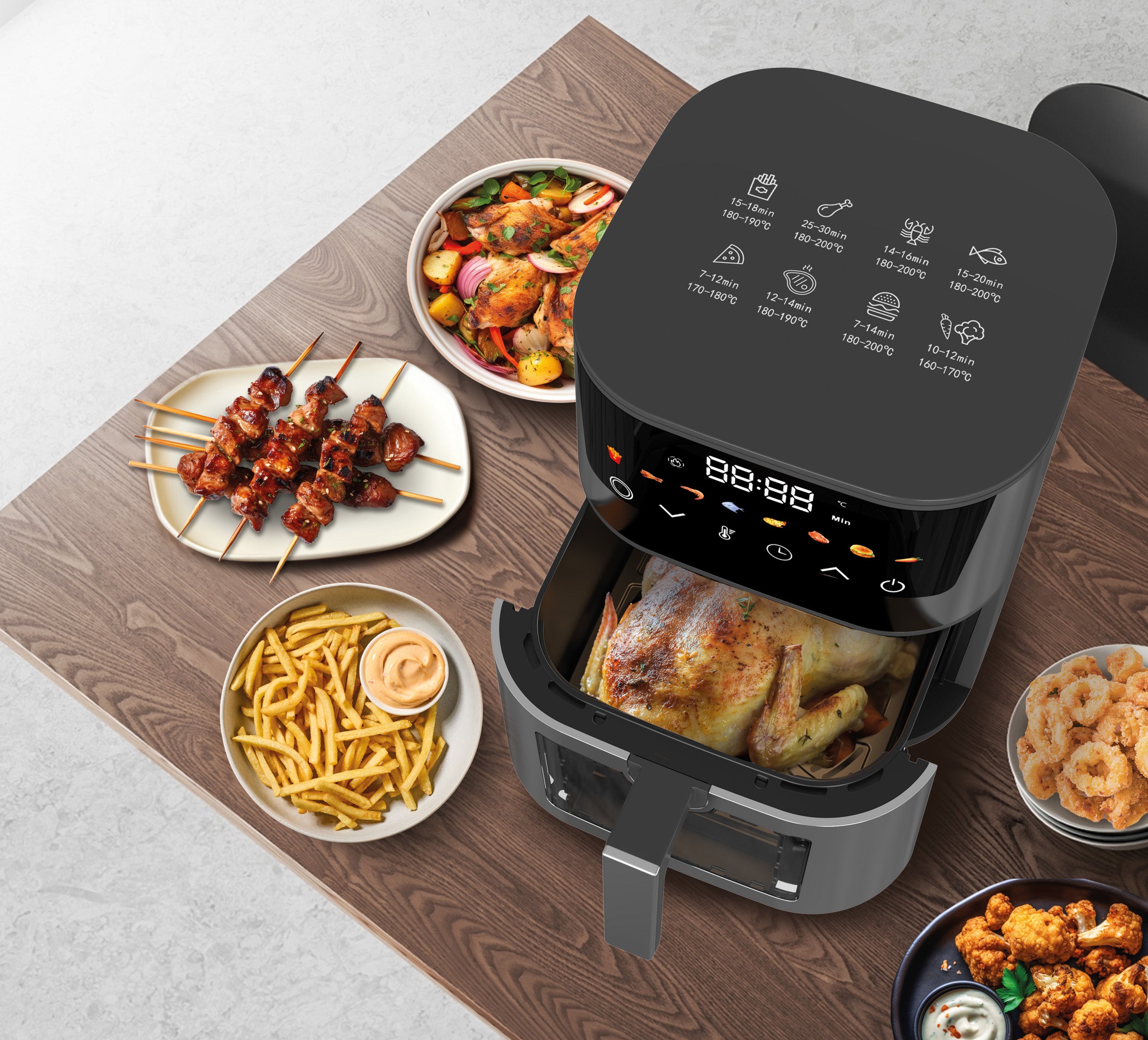Friteuse à air chaud Air fryer 5L 1400W Argent