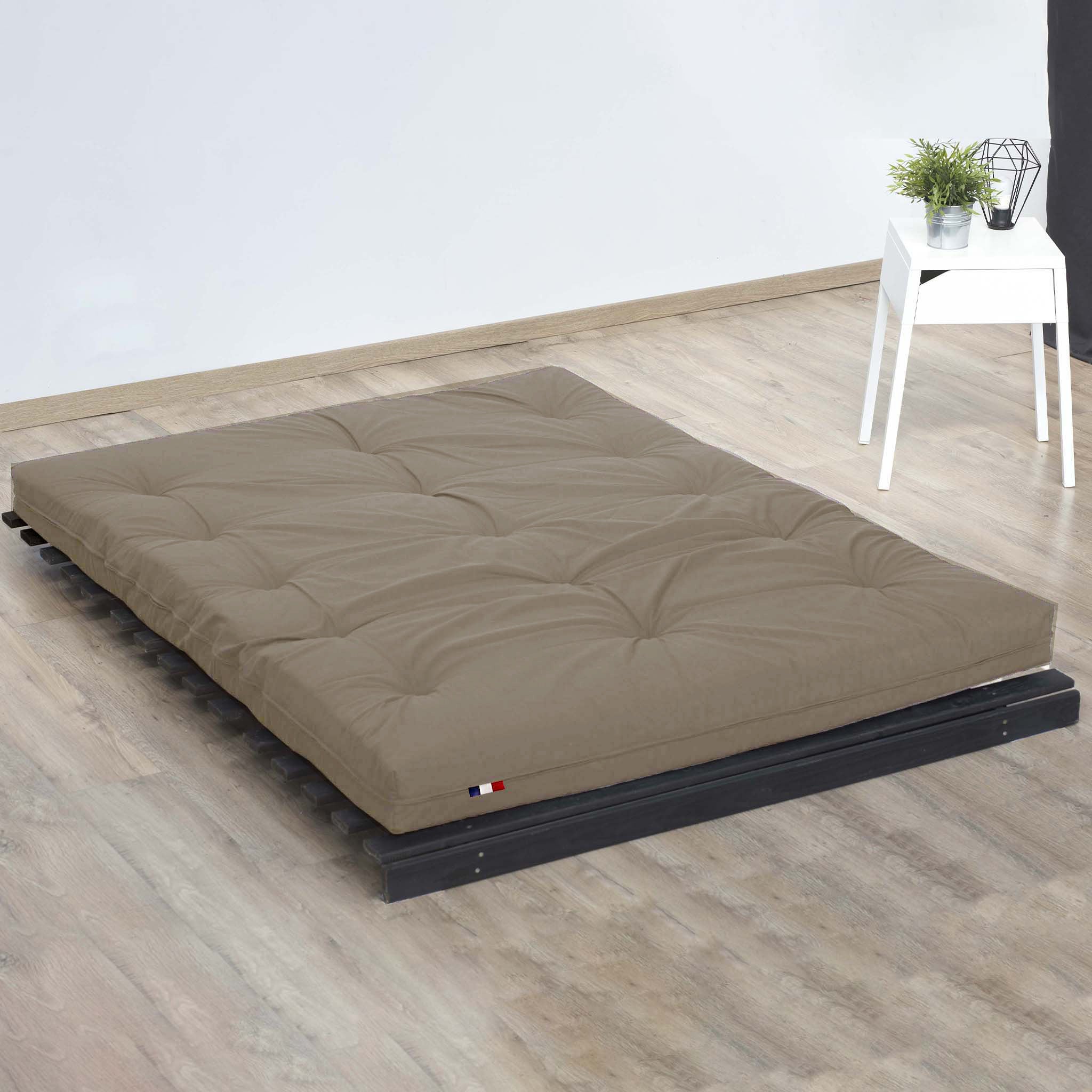 Matelas futon latex et fibres - Taupe - 160 x 200 cm
