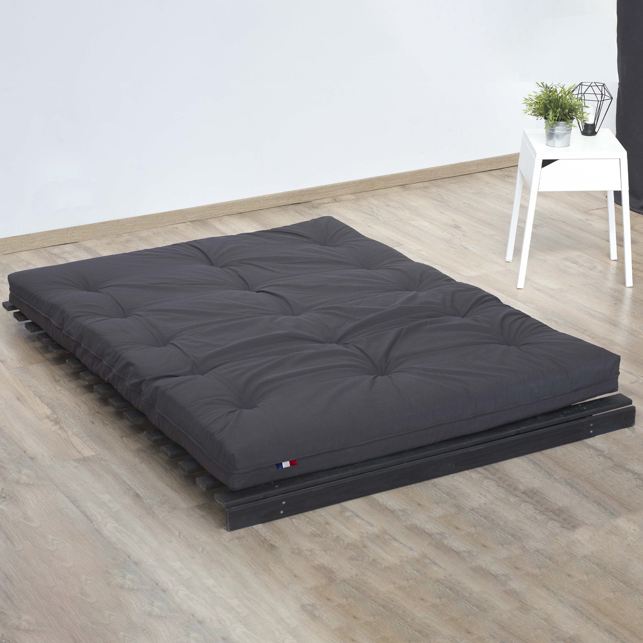 Matelas futon latex et fibres - Gris Anthracite - 90 x 190 cm