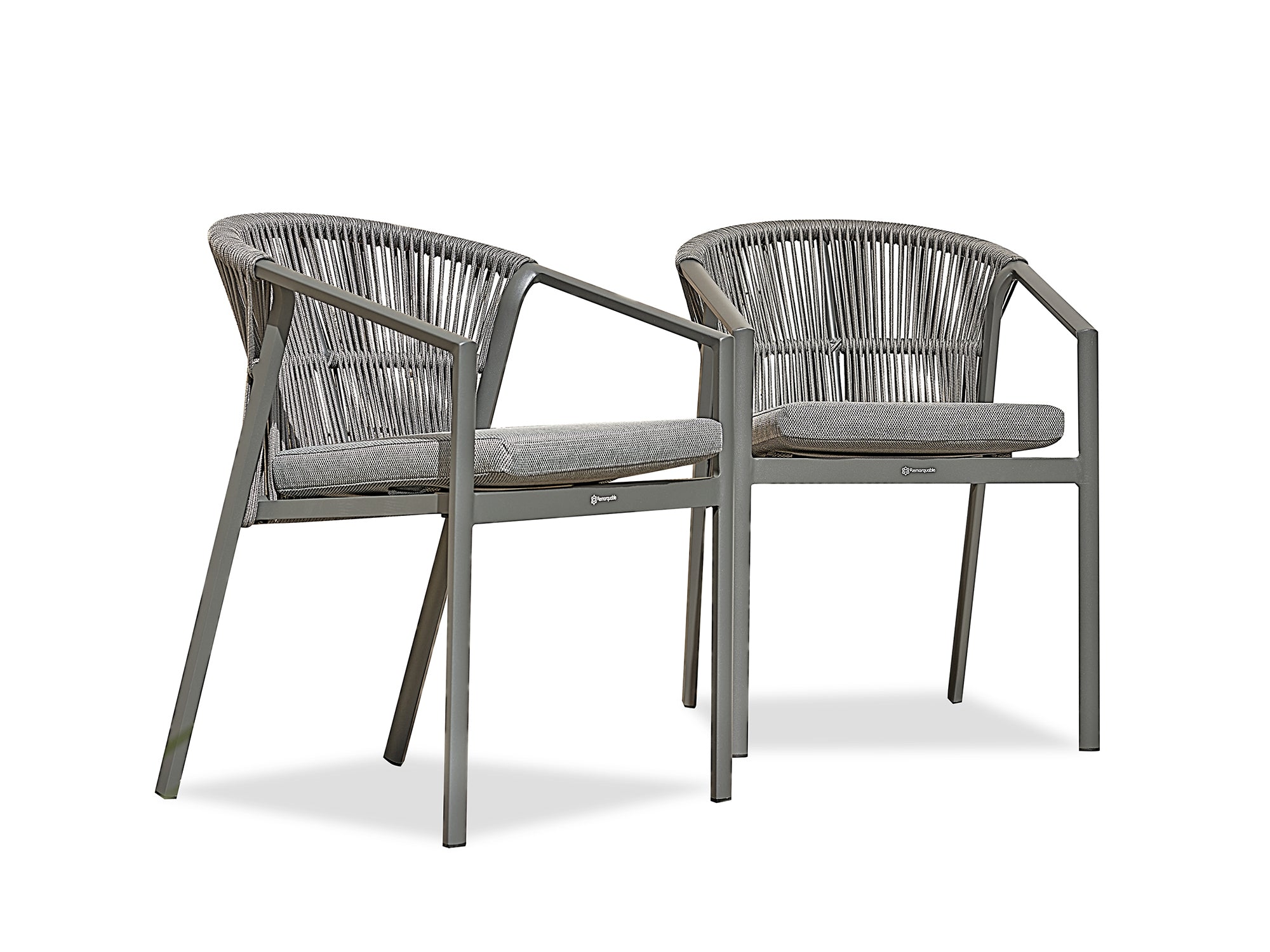 Lot de 2 Fauteuils de jardin GAMBI - GRIS ANTHRACITE