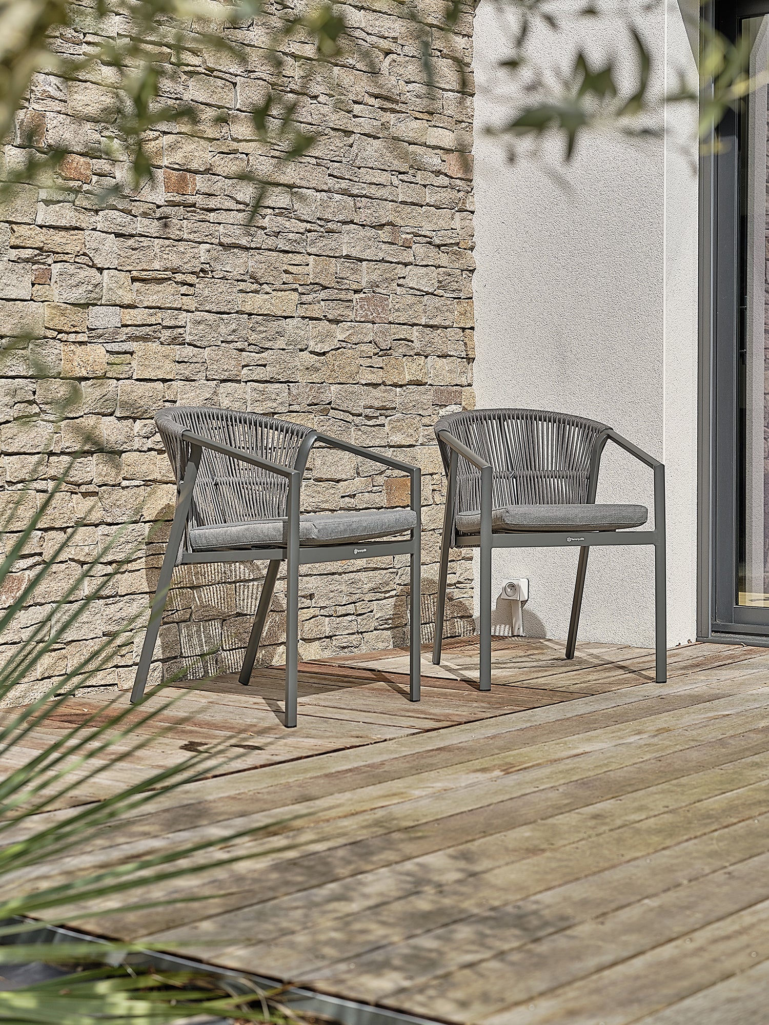 Lot de 2 Fauteuils de jardin GAMBI - GRIS ANTHRACITE
